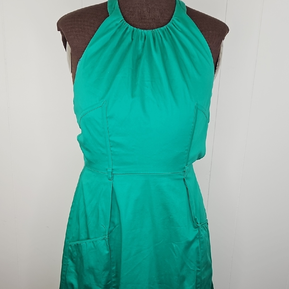 Size 8 Green Halter Dress Backless With Pockets Calvin Klein